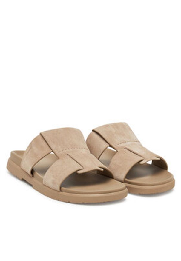 Calvin Klein Klapki Lug Sandal Double T Su HM0HM01800 Brązowy. Kolor: brązowy. Materiał: skóra, zamsz