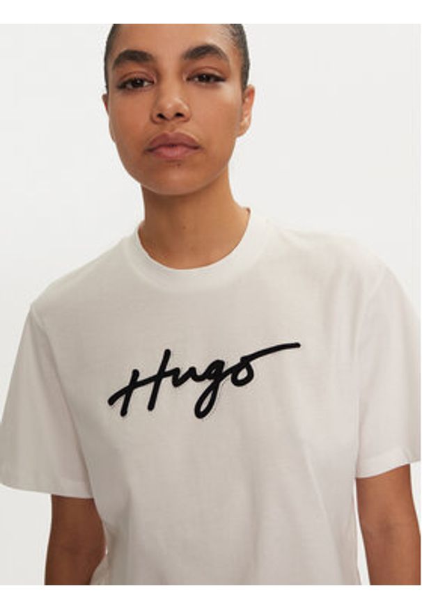 Hugo - HUGO T-Shirt 50528585 Biały Regular Fit. Kolor: biały. Materiał: bawełna
