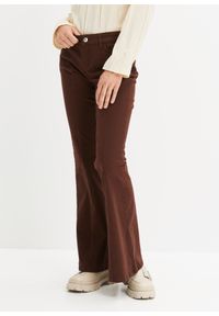 bonprix - Spodnie dzwony twillowe. Kolor: brązowy. Styl: elegancki #1