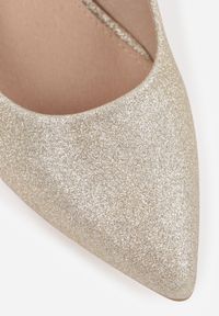 Born2be - Złote Czółenka Vices na Szpilce ze Skórzaną Wkładką Ozdobione Brokatem Edelis. Okazja: na co dzień. Kolor: złoty. Materiał: skóra. Wzór: aplikacja. Obcas: na szpilce. Styl: elegancki, casual #7