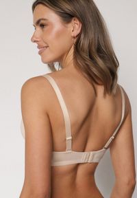 Born2be - Beżowy Gładki Biustonosz Zdobiony Kokardką Ocerien. Kolor: beżowy. Materiał: koronka. Wzór: aplikacja, gładki #7