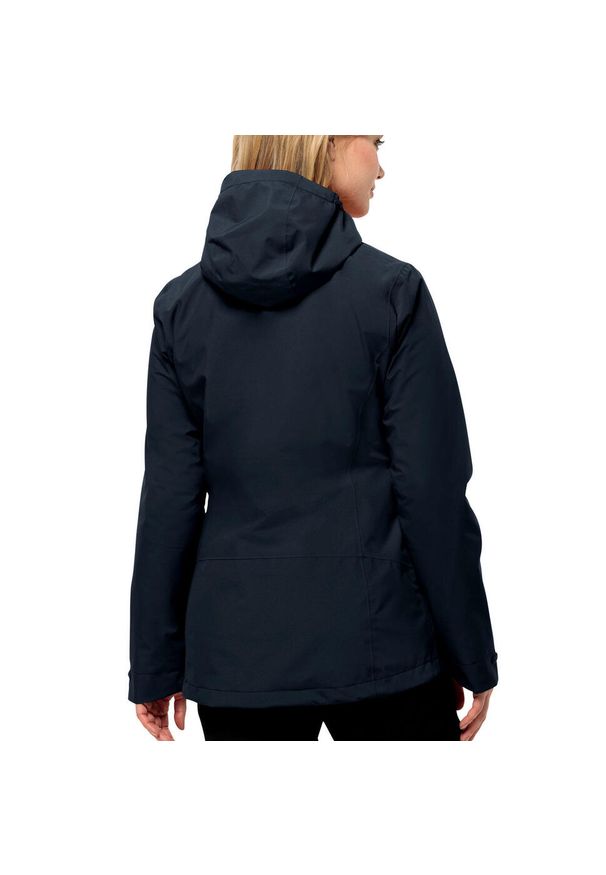 Kurtka uniwersalna damska Jack Wolfskin 11156211010. Typ kołnierza: kaptur. Kolor: czarny, niebieski, wielokolorowy. Materiał: syntetyk. Sport: turystyka piesza