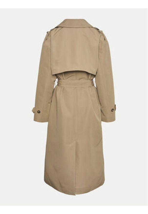 Vero Moda Trencz Chloe 10300263 Beżowy Regular Fit. Kolor: beżowy. Materiał: syntetyk