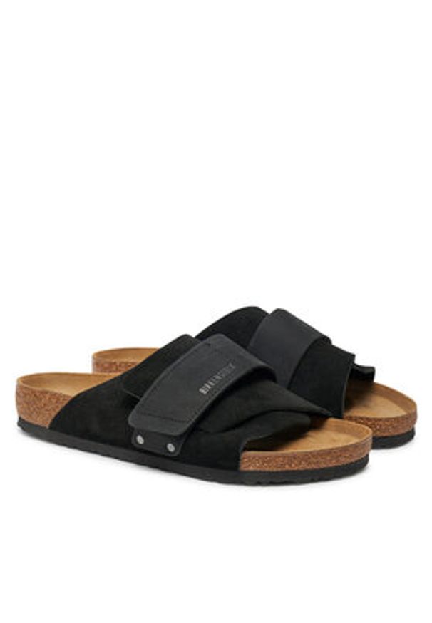 Birkenstock Klapki Kyoto 1022350 Czarny. Kolor: czarny. Materiał: zamsz, skóra