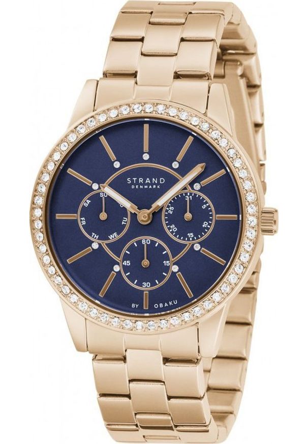 Zegarek Strand Zegarek damski Strand S707LMVLSV CYRKONIE różowe złoto. Kolor: złoty, wielokolorowy, różowy