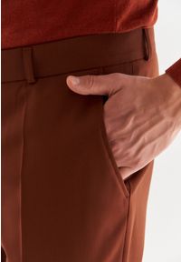 Pako Lorente - Rude gładkie spodnie garniturowe P22WP-6G-028-A-S. Kolor: brązowy. Materiał: wełna, elastan. Wzór: gładki #10