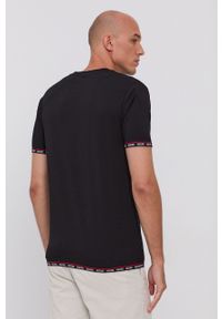 Moschino Underwear T-shirt męski kolor czarny z aplikacją. Okazja: na co dzień. Kolor: czarny. Materiał: dzianina. Wzór: aplikacja. Styl: casual