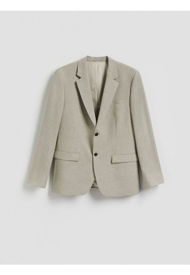 Reserved - Marynarka regular z domieszką lnu - oliwkowy. Kolor: oliwkowy. Materiał: len