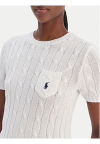 Polo Ralph Lauren Sweter 211971873005 Biały Slim Fit. Typ kołnierza: polo. Kolor: biały. Materiał: bawełna #4