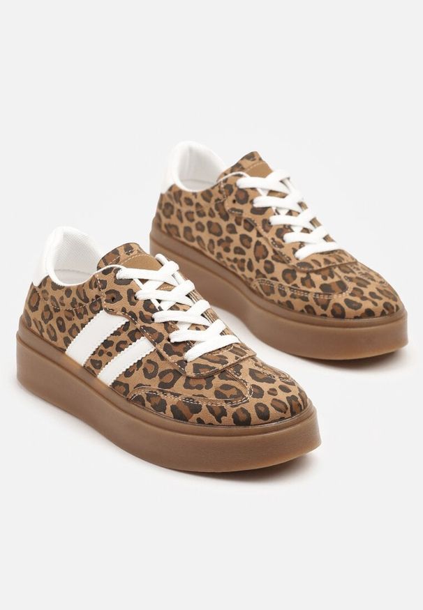 Born2be - Panterkowe Sneakersy w Stylu Kultowych Tenisówek na Grubej Podeszwie Carilne. Okazja: na co dzień. Materiał: jeans