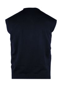 Wełniana Kamizelka - Pako Jeans - Granatowa. Okazja: na co dzień. Typ kołnierza: dekolt w kształcie V. Kolor: niebieski. Materiał: wełna, poliester. Sezon: zima, jesień. Styl: casual, elegancki, klasyczny #4
