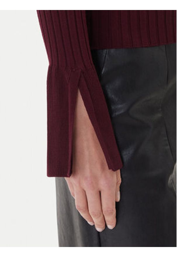 KAOS Golf RI1NT052 4005 Bordowy Regular Fit. Typ kołnierza: golf. Kolor: czerwony. Materiał: wiskoza