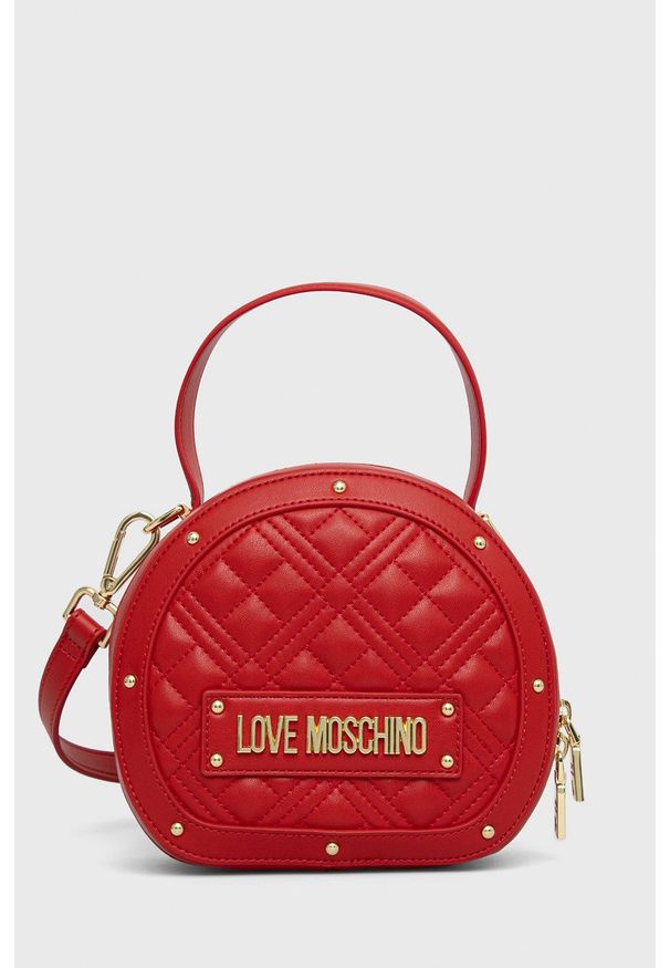 Love Moschino torebka kolor czerwony. Kolor: czerwony. Materiał: pikowane. Rodzaj torebki: na ramię