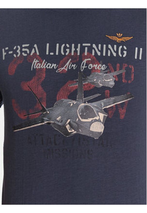 Aeronautica Militare T-Shirt 252TS2472UJ00708 Granatowy Regular Fit. Kolor: niebieski. Materiał: bawełna