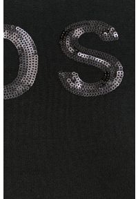 BOSS - Boss Bluza bawełniana 50464511 damska kolor czarny z aplikacją. Okazja: na co dzień. Kolor: czarny. Materiał: bawełna. Wzór: aplikacja. Styl: casual #4