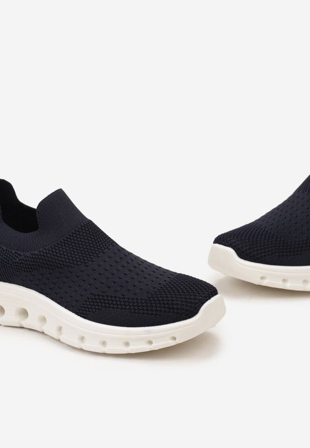 Born2be - Granatowe Buty Sportowe ze Skarpetkową Cholewką do Kostki Eirona. Kolor: niebieski. Szerokość cholewki: normalna