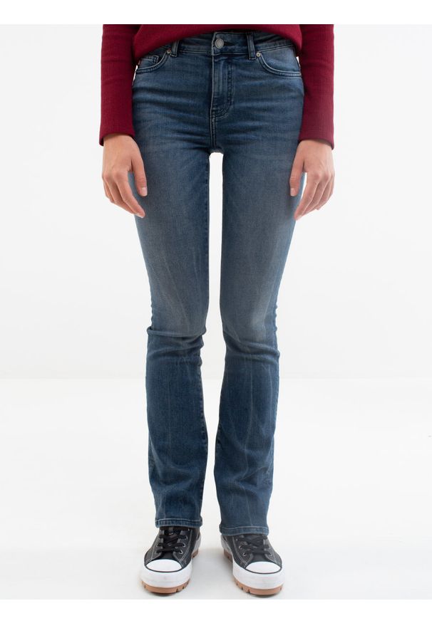 Big-Star - Spodnie jeans damskie Adela Bootcut 321. Stan: podwyższony. Kolor: niebieski