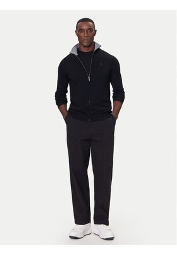 Karl Lagerfeld - KARL LAGERFELD Kardigan 655004 554399 Czarny Slim Fit. Typ kołnierza: dekolt w karo. Kolor: czarny. Materiał: wełna
