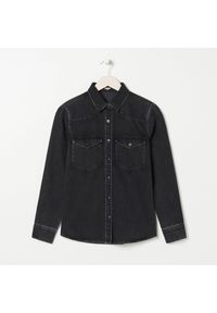 Sinsay - Koszula jeansowa - Czarny. Kolor: czarny. Materiał: jeans #1