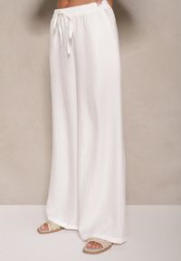 Renee - Biały Komplet z Bawełny Koszula i Spodnie Wide Leg Amaddie. Kolor: biały. Materiał: bawełna