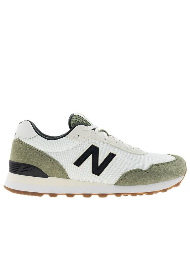 Buty męskie New Balance ML515TOV - biało-zielone. Okazja: na co dzień. Kolor: wielokolorowy, biały, zielony. Materiał: zamsz, skóra, materiał, syntetyk. Szerokość cholewki: normalna