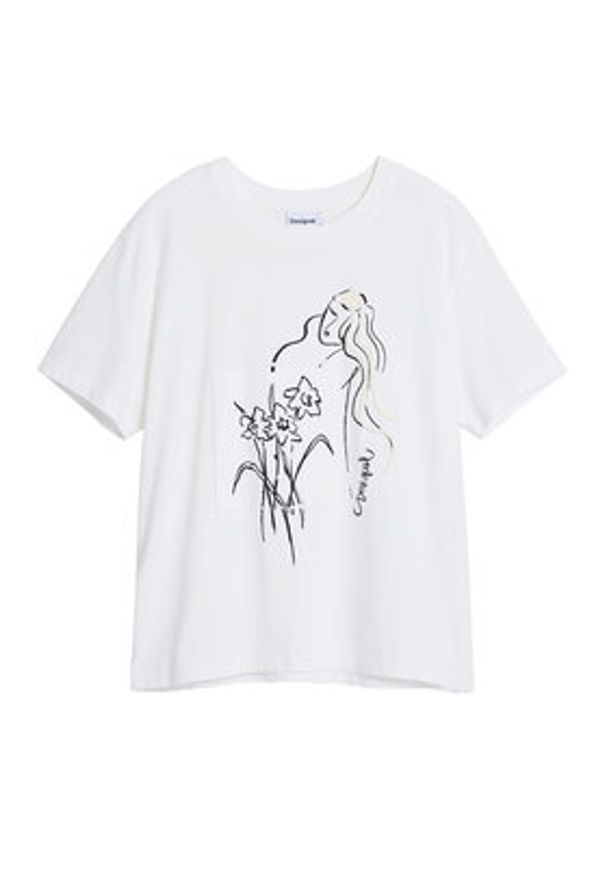 Desigual T-Shirt Paraguay 25SWTKAB Biały Regular Fit. Kolor: biały. Materiał: bawełna