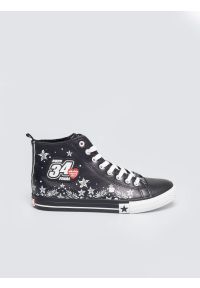 Big-Star - Trampki wysokie ze skóry ekologicznej z nadrukiem WOśP czarne TT174400 906. Zapięcie: pasek. Kolor: czarny. Materiał: skóra ekologiczna. Wzór: nadruk. Styl: wizytowy, klasyczny #1
