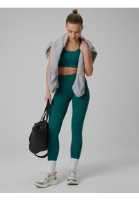 4f - 4F Biustonosz treningowy bezszwowy z niskim wsparciem damski - turkusowy XS/S. Kolor: turkusowy. Materiał: włókno, materiał. Rodzaj stanika: wyciągane miseczki. Sport: fitness #2