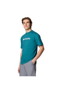 columbia - T-shirt sportowy z krótkim rękawem męski CSC Basic Logo SS Tee. Kolor: zielony. Materiał: bawełna. Długość rękawa: krótki rękaw. Długość: krótkie