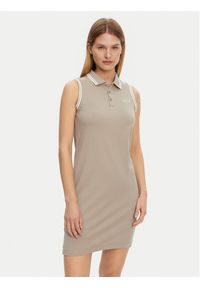 Guess Sukienka codzienna V5GK04 KCOK1 Khaki Regular Fit. Okazja: na co dzień. Kolor: brązowy. Materiał: bawełna. Typ sukienki: proste. Styl: casual