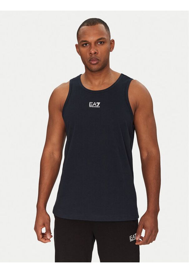 EA7 Emporio Armani Tank top 7M000295 AF10375 UB102 Granatowy Regular Fit. Kolor: niebieski. Materiał: bawełna