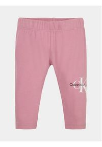 Calvin Klein Jeans Legginsy Monogram IN0IN00081 Różowy Slim Fit. Kolor: różowy. Materiał: bawełna