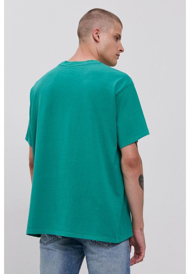 Levi's® - Levi's - T-shirt bawełniany. Okazja: na spotkanie biznesowe. Kolor: zielony. Materiał: bawełna. Wzór: nadruk. Styl: biznesowy