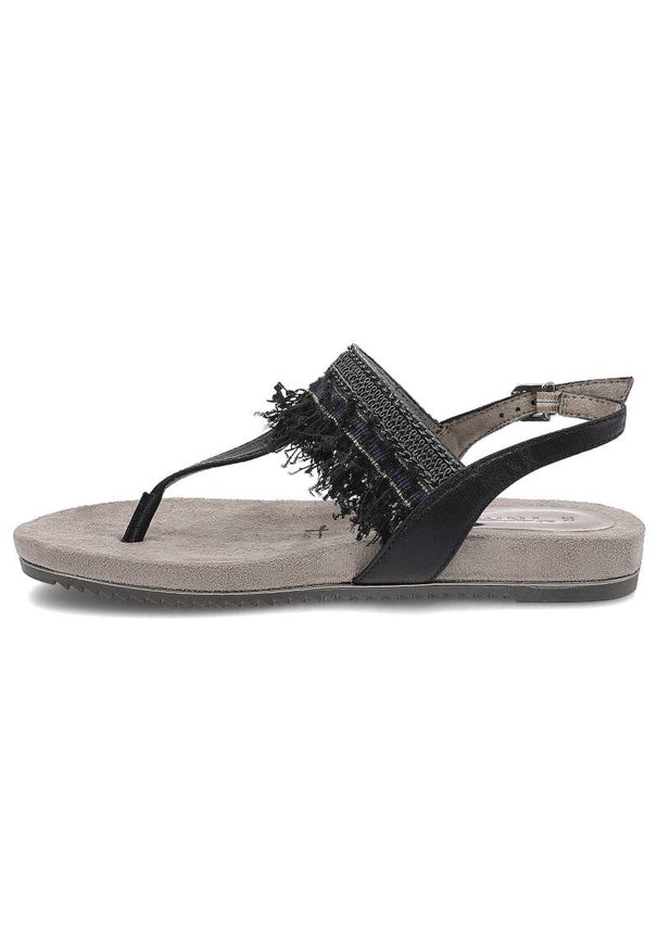 Czarne Sandały Tamaris Damskie Wygodne Obuwie. Kolor: czarny. Materiał: materiał. Wzór: aplikacja. Sezon: lato. Obcas: na platformie. Styl: boho