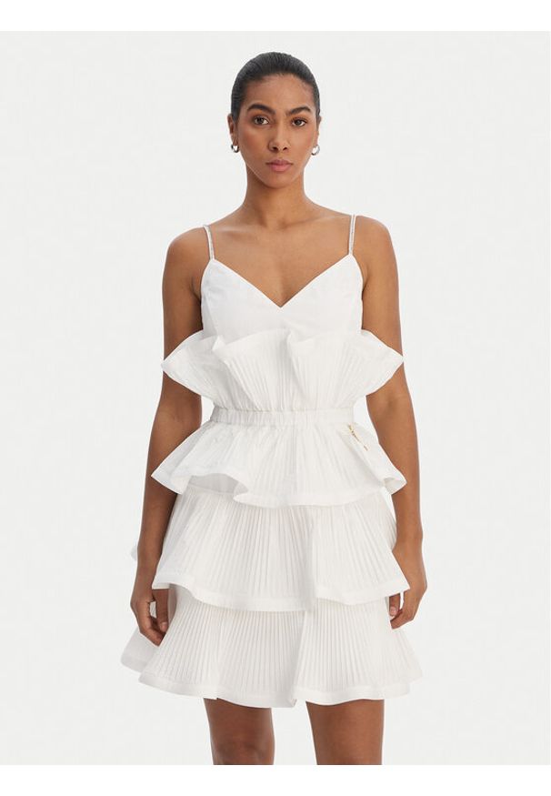 Fracomina Sukienka koktajlowa FQ26SD1007W83101 Biały Regular Fit. Kolor: biały. Materiał: syntetyk. Styl: wizytowy