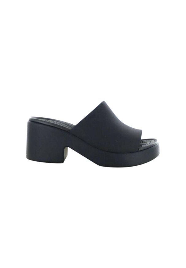 Klapki damskie Crocs Slide Heel. Okazja: na co dzień. Kolor: zielony. Materiał: syntetyk, materiał. Obcas: na obcasie. Styl: sportowy, casual. Wysokość obcasa: średni