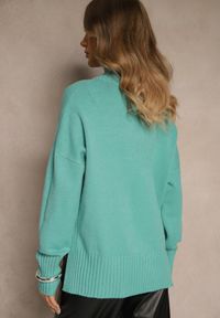 Renee - Jasnozielony Gładki Golf Casual Ralloria. Okazja: na co dzień. Typ kołnierza: golf. Kolor: zielony. Materiał: jeans, prążkowany. Długość rękawa: długi rękaw. Długość: długie. Wzór: gładki. Styl: casual