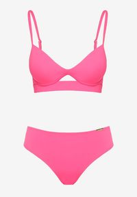 Renee - Różowe 2-Częściowe Bikini Stanik z Ozdobnym Wycięciem i Majtki Figi Curbia. Kolor: różowy