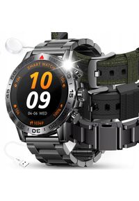 JG Smart - SMARTWATCH ZEGAREK MĘSKI MENU JĘZYK POLSKI ROZMOWY CZARNY PREMIUM + 3 PASKI. Rodzaj zegarka: smartwatch. Kolor: czarny