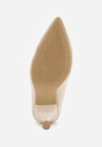 Renee - Beżowe Dzianinowe Szpilki VICES z Wkładką Soft-Pillow i Miękkim Zapiętkiem Thene. Nosek buta: szpiczasty. Kolor: beżowy. Materiał: dzianina. Szerokość cholewki: normalna. Obcas: na szpilce. Styl: klasyczny. Wysokość obcasa: średni #7