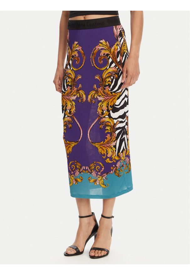 Versace Jeans Couture Spódnica ołówkowa 78HAE8P6 Fioletowy Slim Fit. Kolor: fioletowy. Materiał: wiskoza