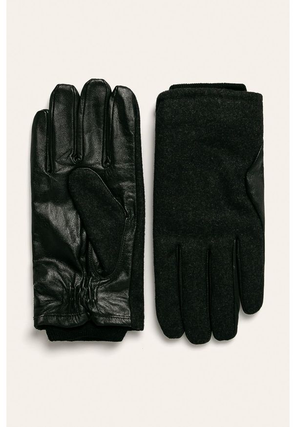 Pepe Jeans - Rękawiczki Antuan. Kolor: czarny. Materiał: wełna, poliester, materiał, skóra