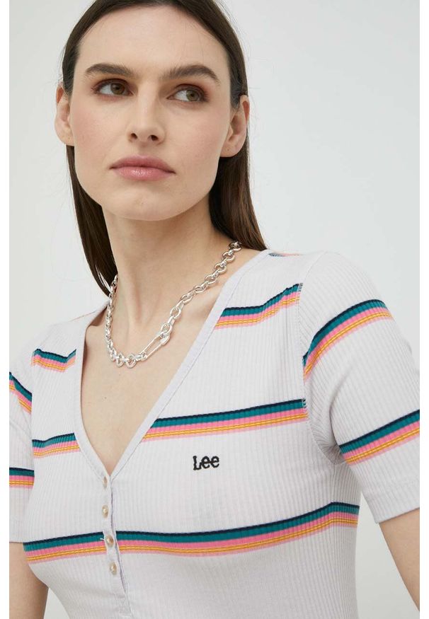 Lee t-shirt damski. Materiał: dzianina. Długość: krótkie