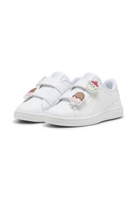 Puma - Dziecięce sneakersy PUMA Smash 3.0 Badges PUMA White Green Illusion. Kolor: biały, wielokolorowy, zielony