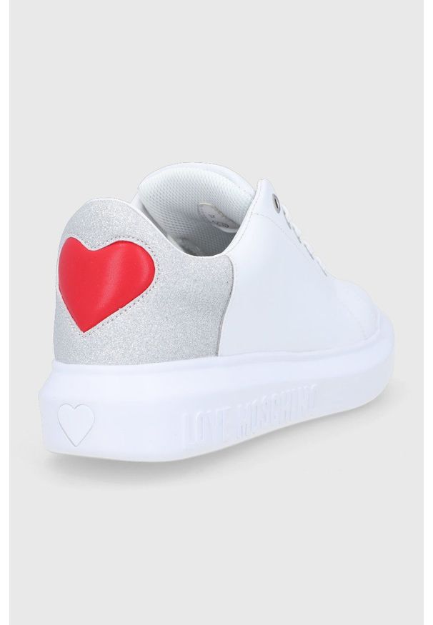 Love Moschino - Buty. Nosek buta: okrągły. Zapięcie: sznurówki. Kolor: biały. Materiał: guma. Obcas: na platformie