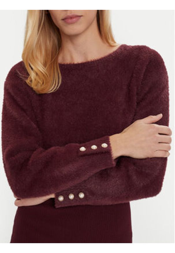 Morgan Sukienka dzianinowa 242-RMONA Bordowy Slim Fit. Kolor: czerwony. Materiał: syntetyk