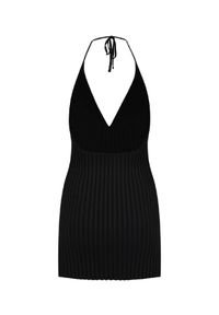 GAUGE81 AMSTERDAM - Czarna sukienka z wiązaniem na szyi Tala. Kolor: czarny. Materiał: prążkowany, dzianina. Typ sukienki: dopasowane. Długość: mini