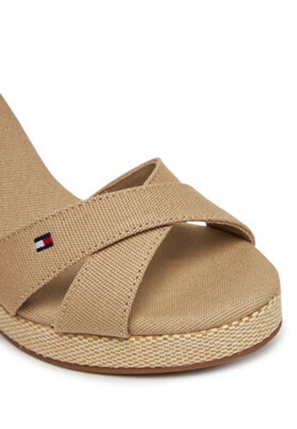 TOMMY HILFIGER - Tommy Hilfiger Sandały Flag High Wedge Espad Crisscross FW0FW08661 Beżowy. Kolor: beżowy. Materiał: materiał