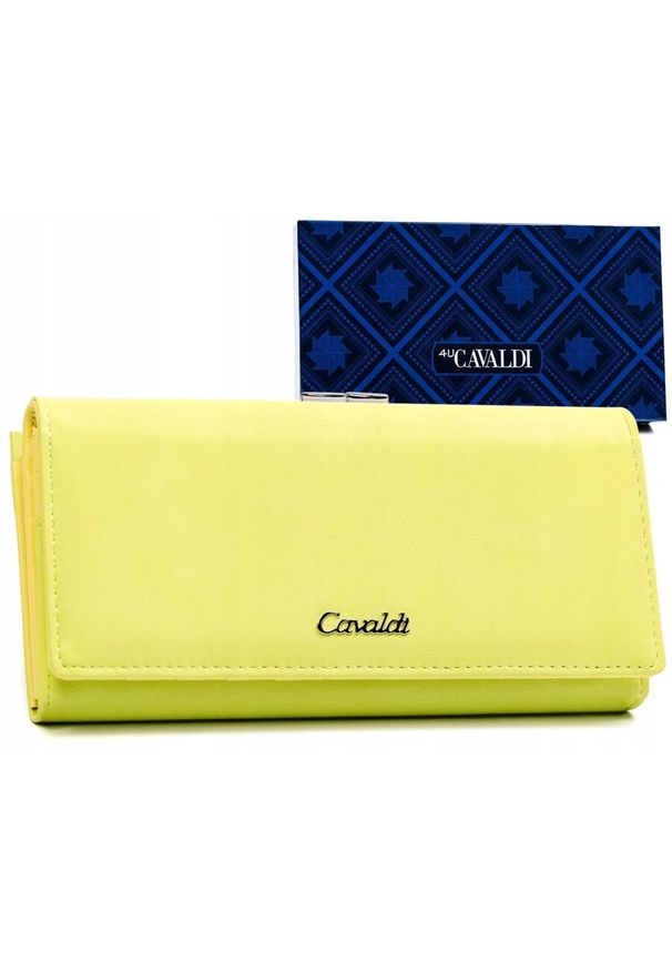 4U CAVALDI - Portfel cytrynowy 4U Cavaldi GD24-FO-DNM. Kolor: żółty. Materiał: skóra ekologiczna