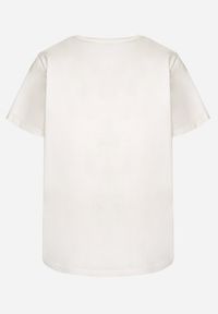 Born2be - Biały T-shirt z Bawełny Ozdobiony Kwiatami Marionis. Okazja: na co dzień. Kolor: biały. Materiał: bawełna. Wzór: aplikacja, kwiaty. Styl: klasyczny, casual, elegancki #7